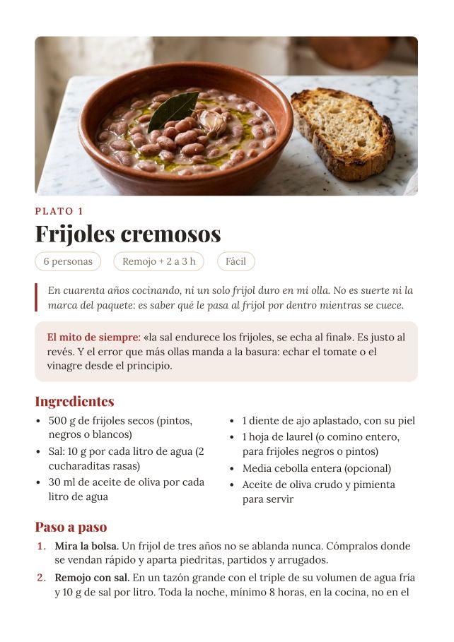 Receta, primera página