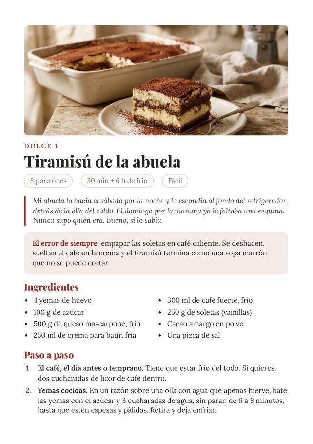 Receta del tiramisú